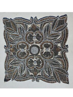 Embroidered Beaded Square Placemat Table Setting Holiday Christmas Decor Silver